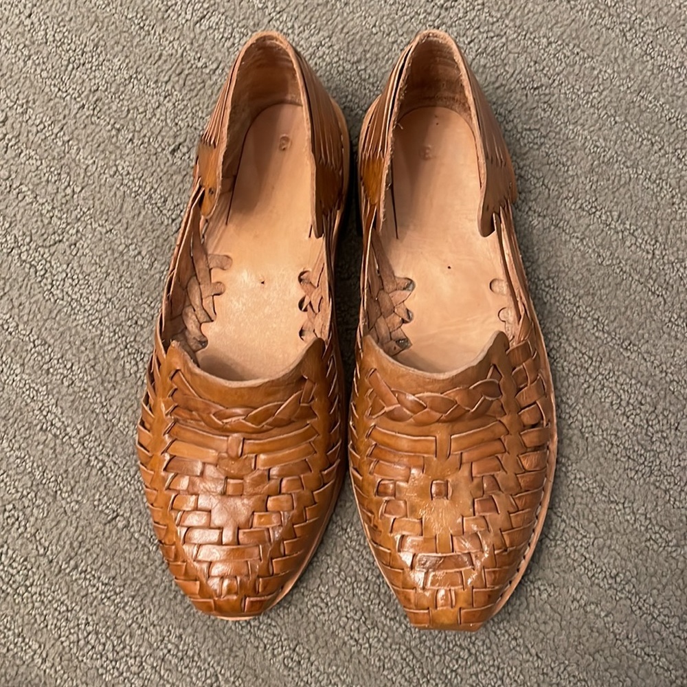 Authentic Mexican huaraches brown caramel leather like new sandalias 6 sandals